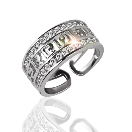 (國際圍6-8號-單入活圍-銀色)招財金剛杵六字大明咒尾戒/戒指