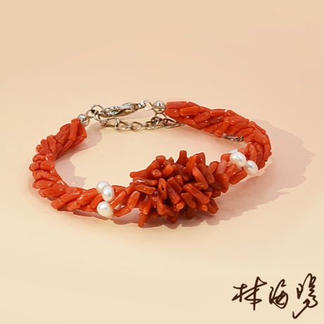 天然珊瑚紅花款手鍊(開運商品)