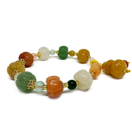 福氣綿延金絲玉葫蘆手鍊