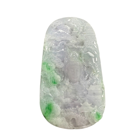 三彩觀音玉佩紫羅蘭翡翠