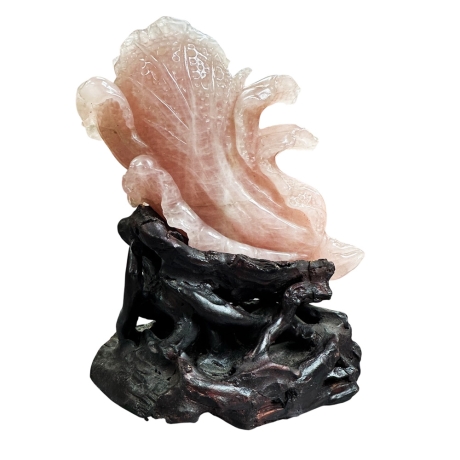 巴西星光粉晶白菜擺件