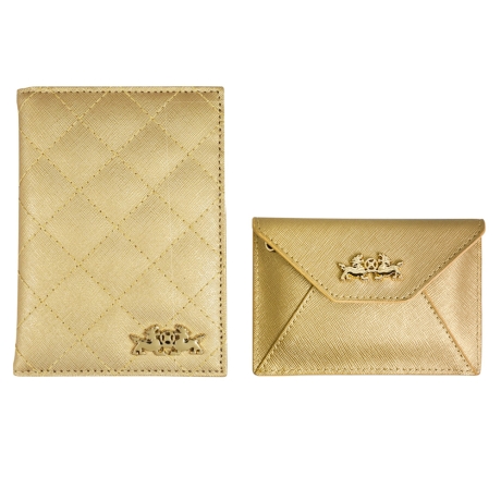 護照包+萬用包(玫瑰金兩件一組)