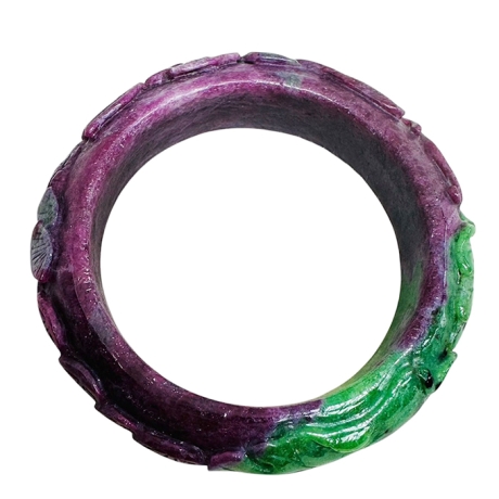 翡翠紅綠寶雕花手鐲