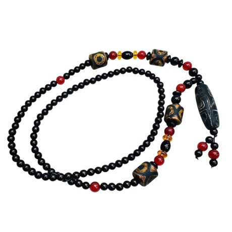 正宗九眼老天珠項鍊(送招財符一張+健康符一張)