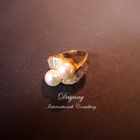 白珍珠戒 珠寶鑲工鑲T鑽(六月誕生石)