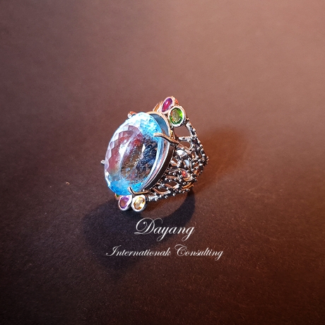 海藍寶大珠寶戒(三月誕生石)